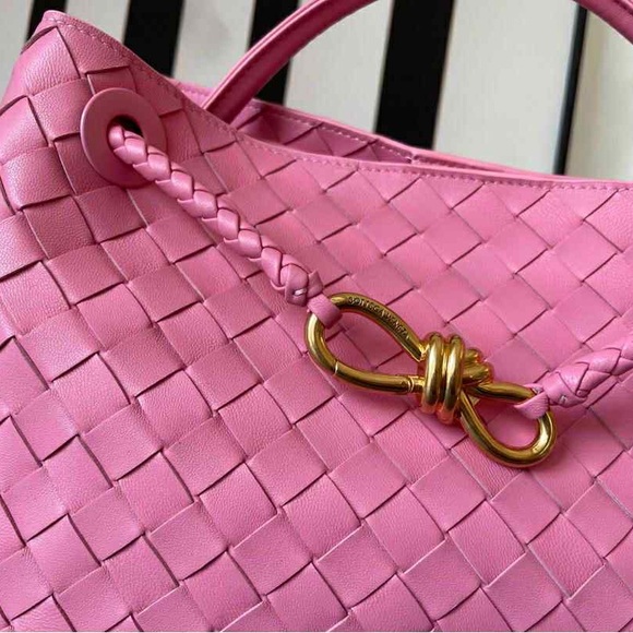 Pink Woven Leather Shoulder Bag - Picture 9 of 11